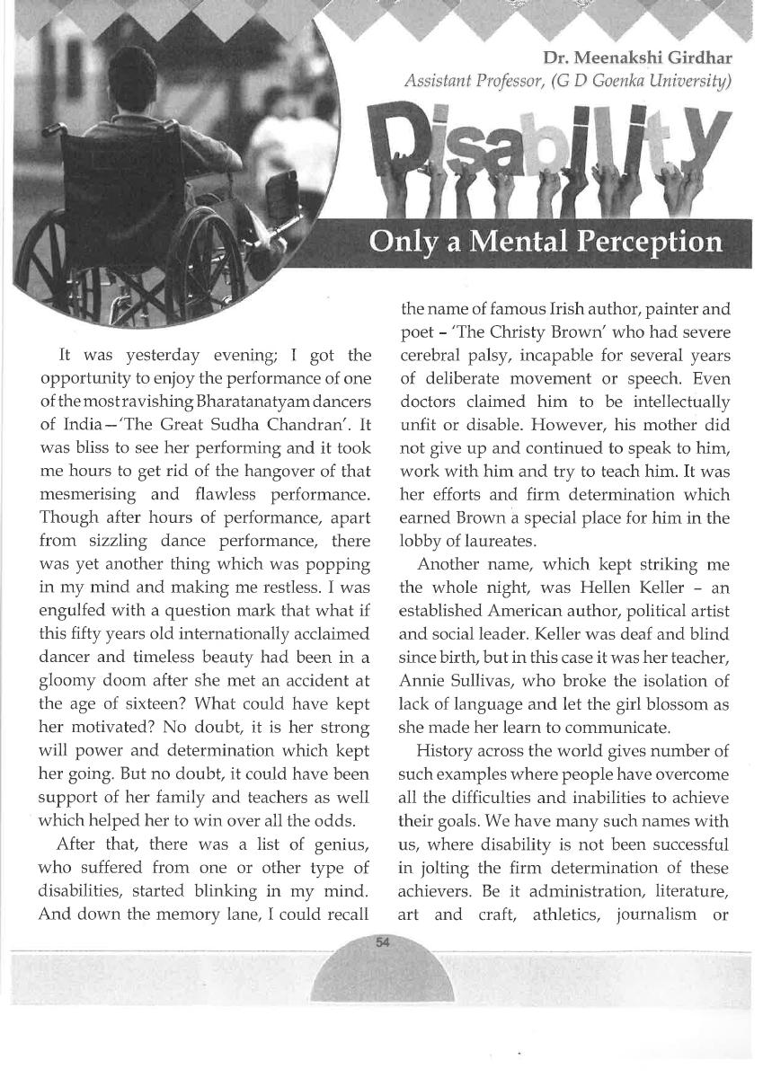 Disability - Only a Mental Perception - original clipping